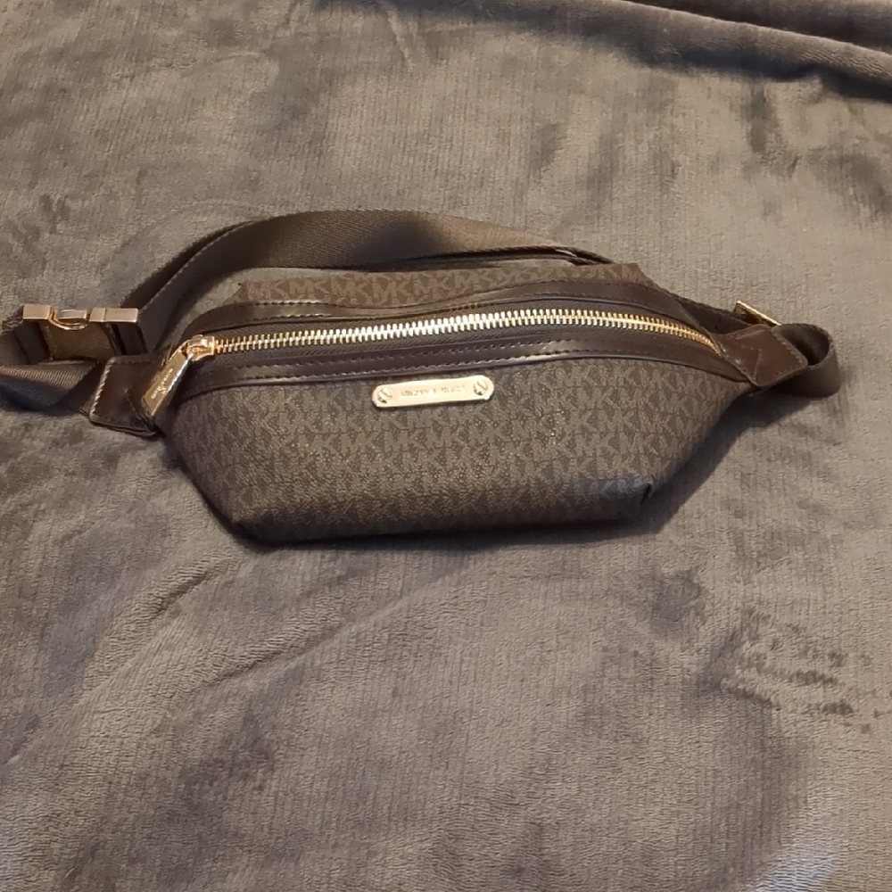 Michael Kors Dark Brown Belt Bag with Gold Accents